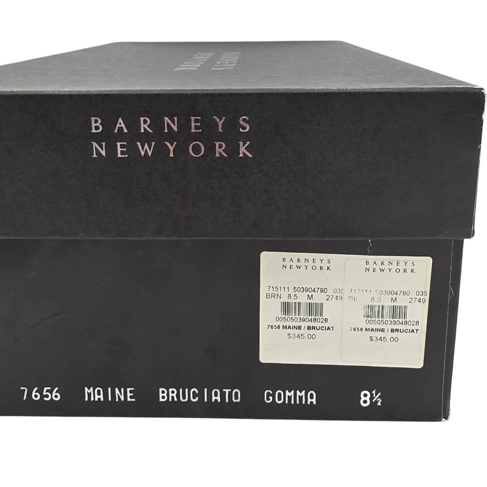 NEW Barneys New York 7656 Maine Burnished Brown Leather Derby Men 8.5 Dress Shoe - Picture 8 of 16